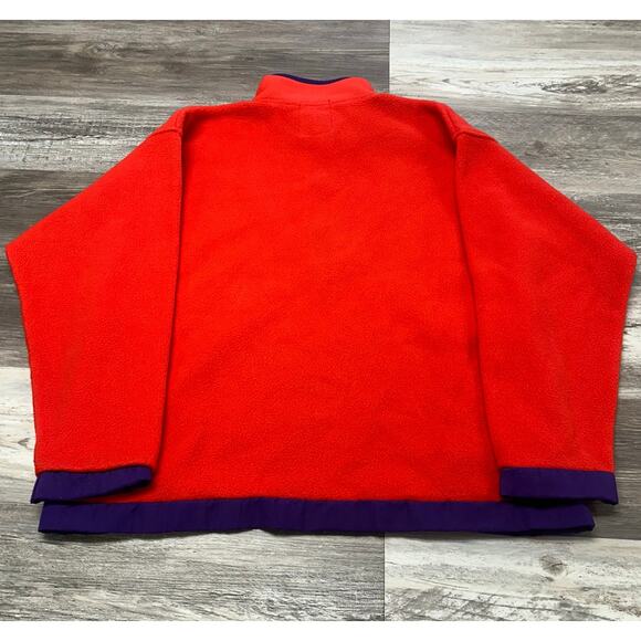 Vintage 90s Gap Arctic Light Fleece Red Purple Mens L 1/2 Zip Mock Neck Pullover - Picture 3 of 8